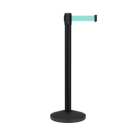 Montour Line Stanchion Belt Barrier Black Post 7.5ftLt Grn Belt ES400-BK-LGN-CCW-75